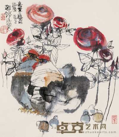 程十发 冠上加冠 镜心 58×49cm